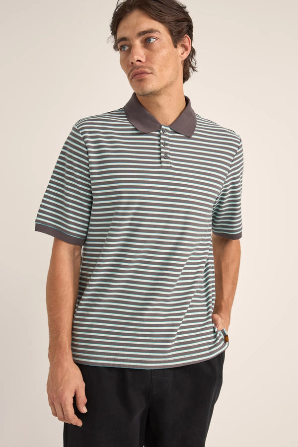 Rhythm Stripe Polo T-shirt - Charcoal