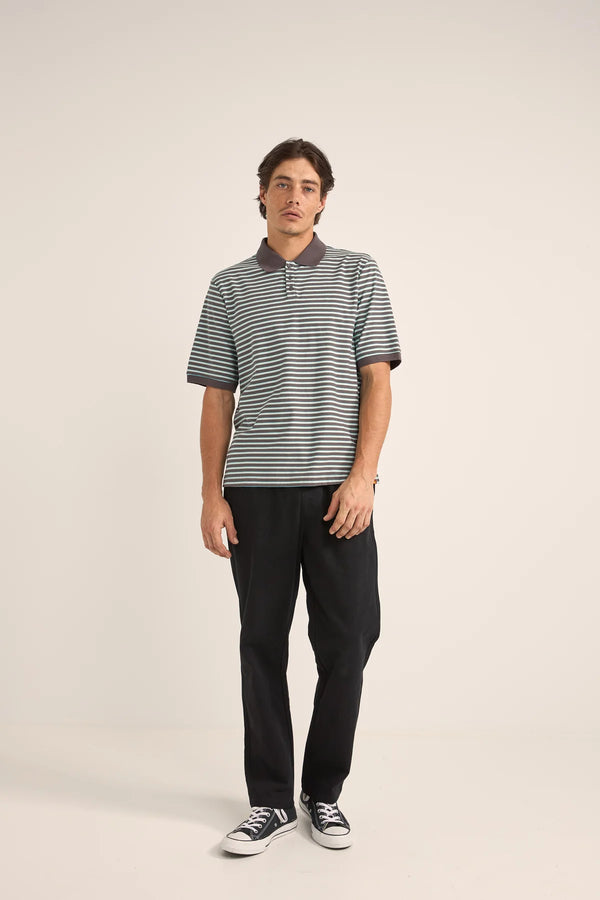 Rhythm Stripe Polo T-shirt - Charcoal