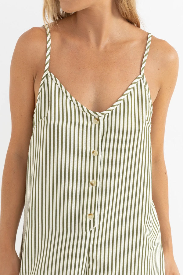 Rhythm Valley Stripe Adjustable Romper Playsuit - Ivy