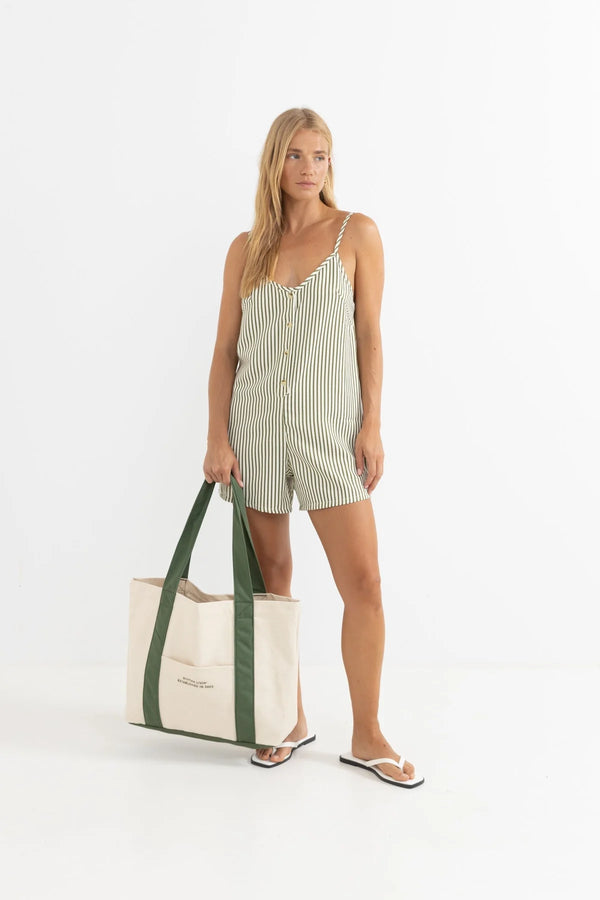Rhythm Valley Stripe Adjustable Romper Playsuit - Ivy