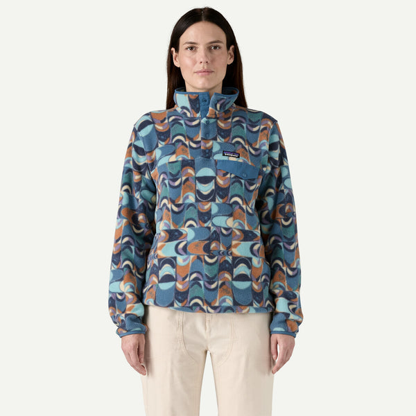Patagonia Womens Lightweight Synchilla® Snap-T® Pullover Fleece - Swallowtail Geo, Still Blue