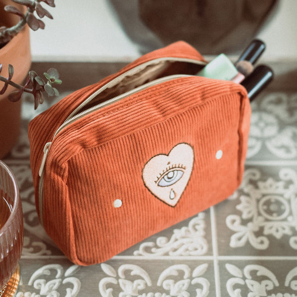 Cai & Jo Corduroy Make Up Bag - Rust
