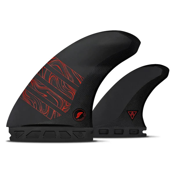 Futures 3/2 Alpha Reverse Twin + 1 Surfboard Fins - Carbon/Red