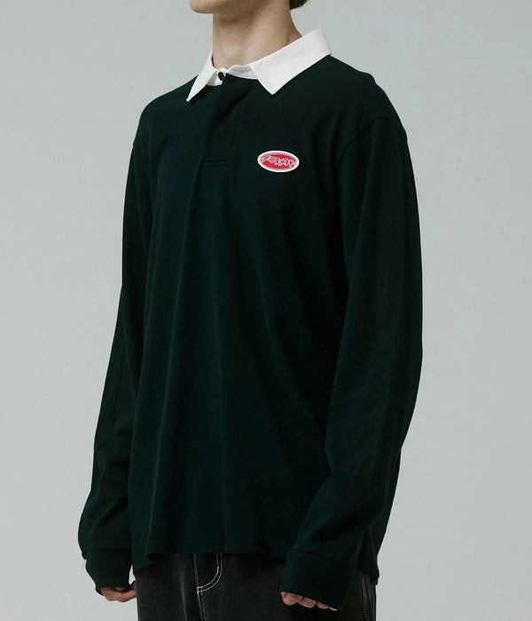FORMER REYNOLDS FLATLINE RUGBY POLO LONG SLEEVE - BLACK