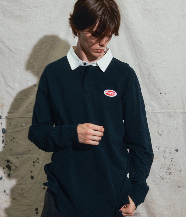 FORMER REYNOLDS FLATLINE RUGBY POLO LONG SLEEVE - BLACK