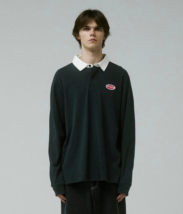 FORMER REYNOLDS FLATLINE RUGBY POLO LONG SLEEVE - BLACK