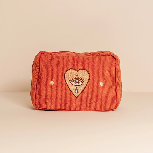 Cai & Jo Corduroy Make Up Bag - Rust