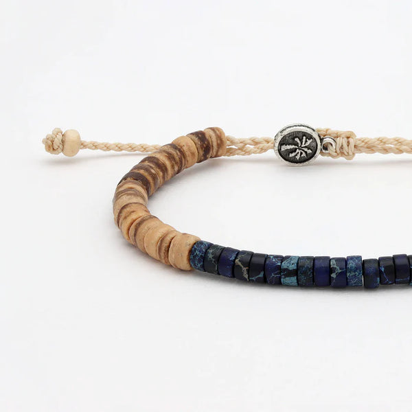 Pineapple Island Koʻolau Wood Beaded Bracelet - Navy