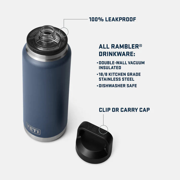 YETI RAMBLER 36 OZ BOTTLE WITH CHUG CAP - NAVY