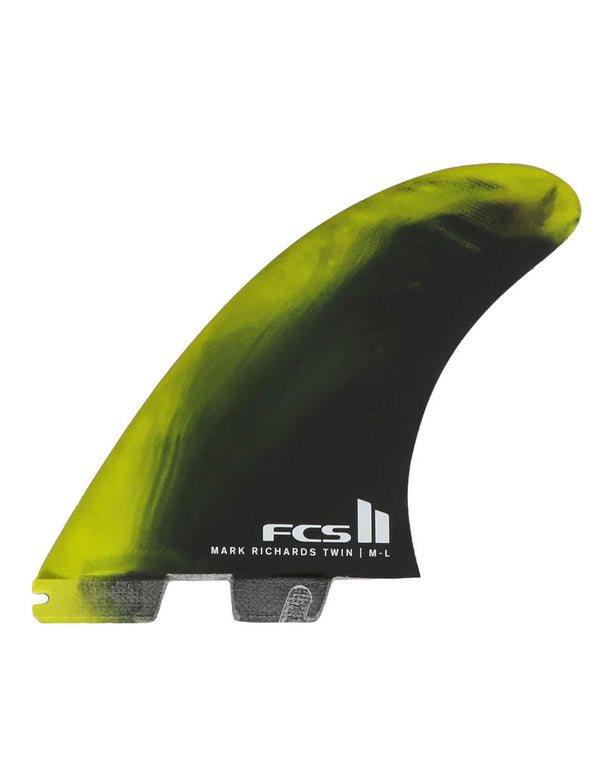 FCS II Mark Richards PC Twin Surfboard Fins - Cyber Lime/Black