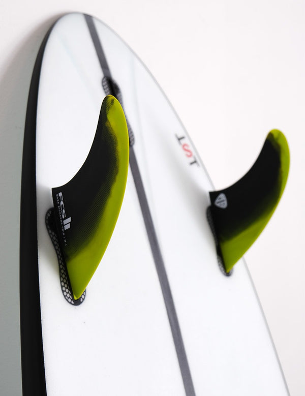 FCS II Mark Richards PC Twin Surfboard Fins - Cyber Lime/Black