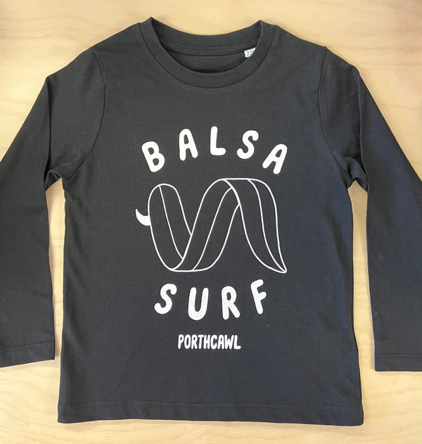 Balsa Surf & Skate Kids T-Shirt 3-4 Balsa  kids Surfboard Long Sleeve T-Shirt - Black