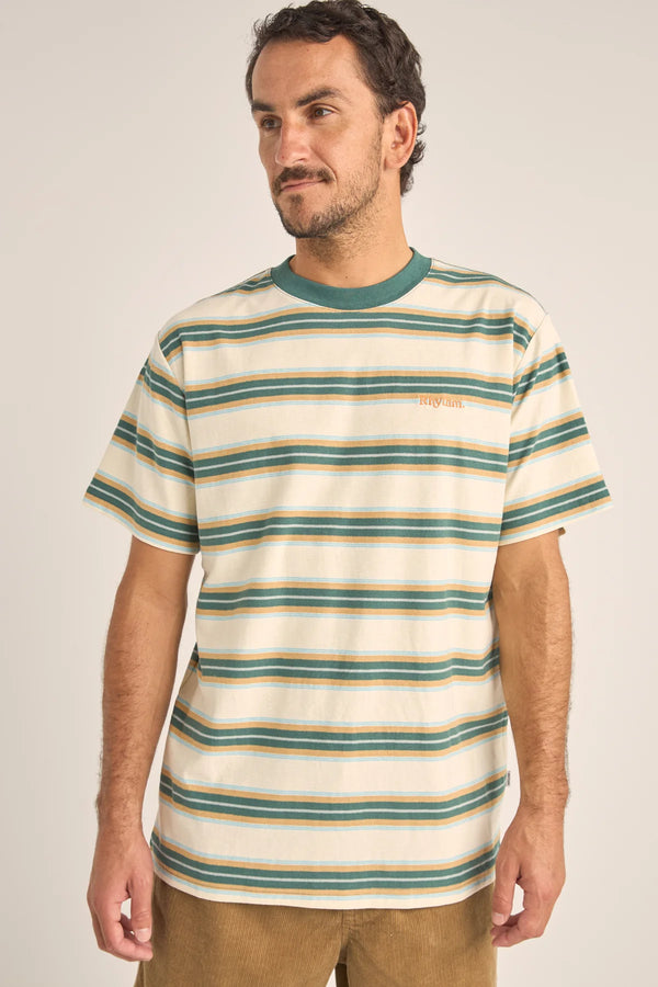 Rhythm Everyday Stripe T-Shirt - Vintage Green