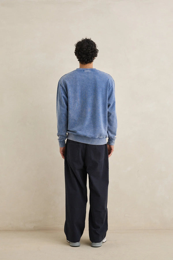 Rhythm Men's Drifter Salt Wash Crew Fleece - Indigo