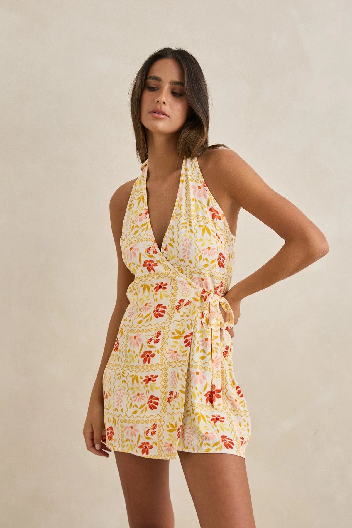 Rhythm Women's Wildflower Wrap Mini Dress - White