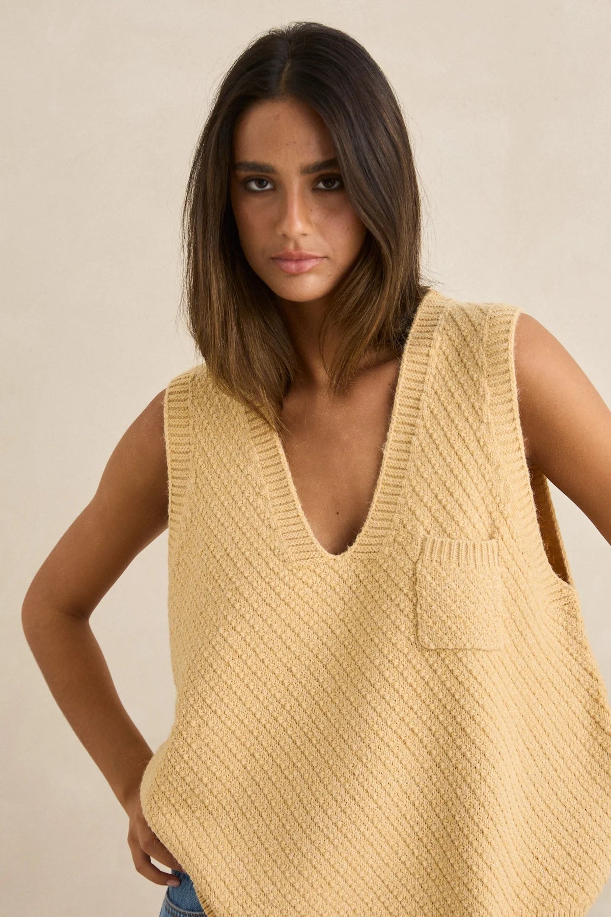 Rhythm Archer Women’s Knit Vest - Sand
