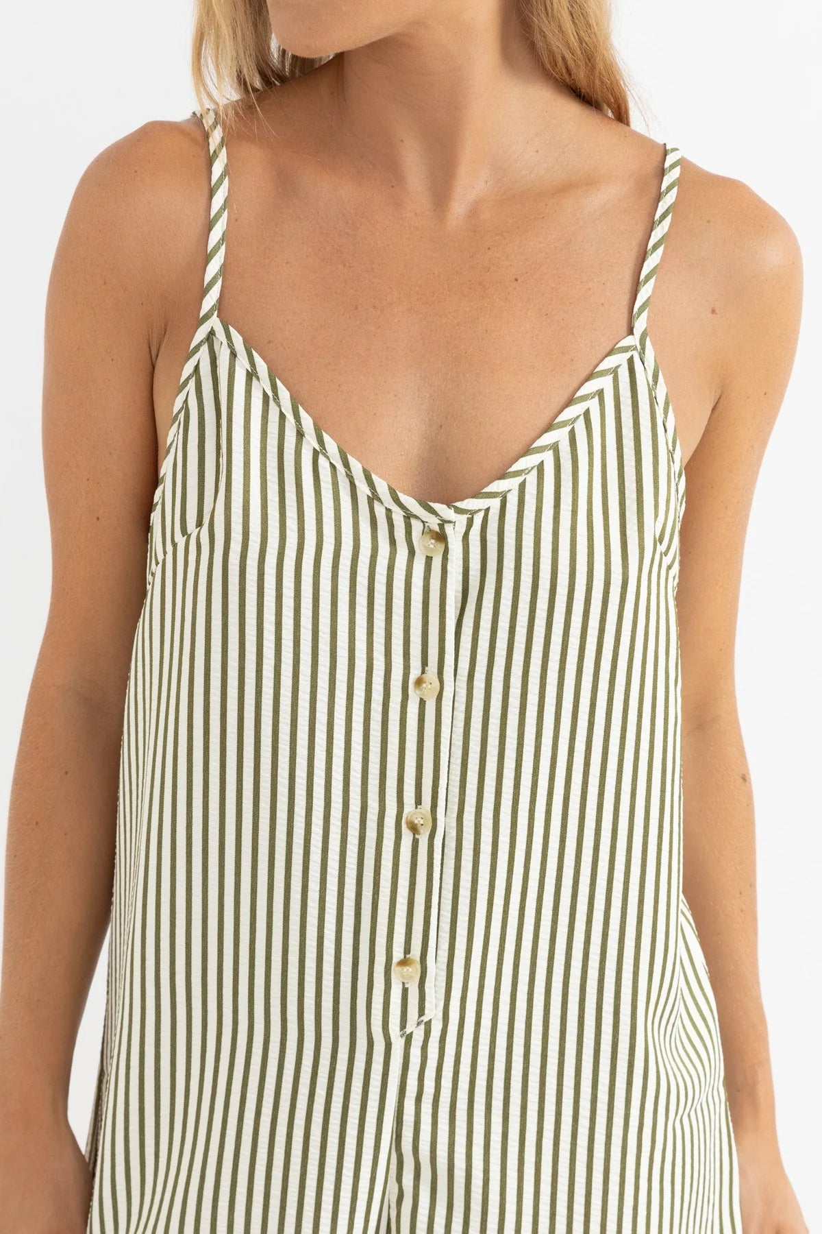 Rhythm Valley Stripe Adjustable Romper Playsuit - Ivy