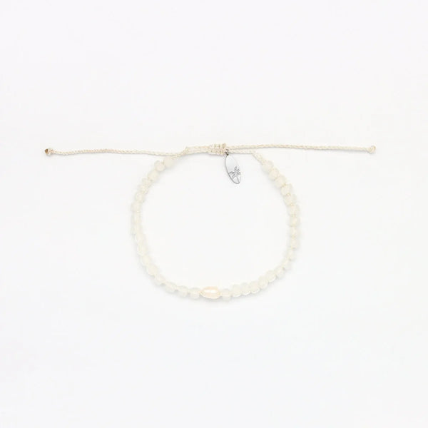 Pineapple Island Oluolu Glitter Cord Beaded Bracelet - White