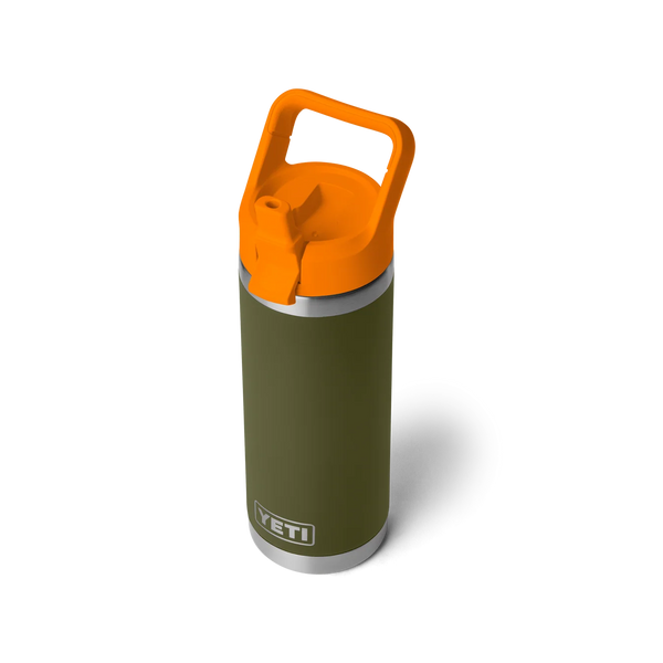 YETI RAMBLER 18OZ COLOUR STRAW BOTTLE - Olive / King Crab Orange