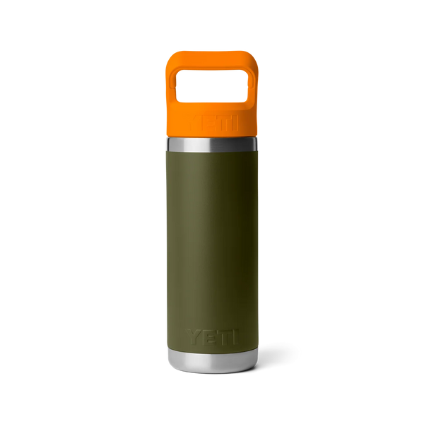 YETI RAMBLER 18OZ COLOUR STRAW BOTTLE - Olive / King Crab Orange