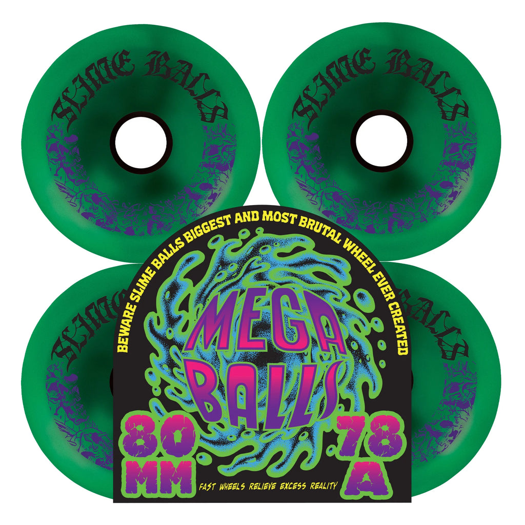 Slime Balls Mega Balls 80mm Skateboard Wheels - Metallic Green -  78a