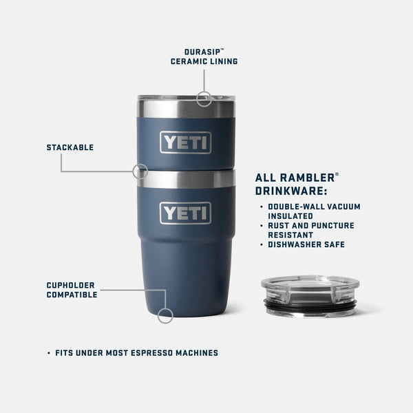 YETI Rambler 8oz (236ml) ceramic-lined stackable cup - Olive / King Crab Orange