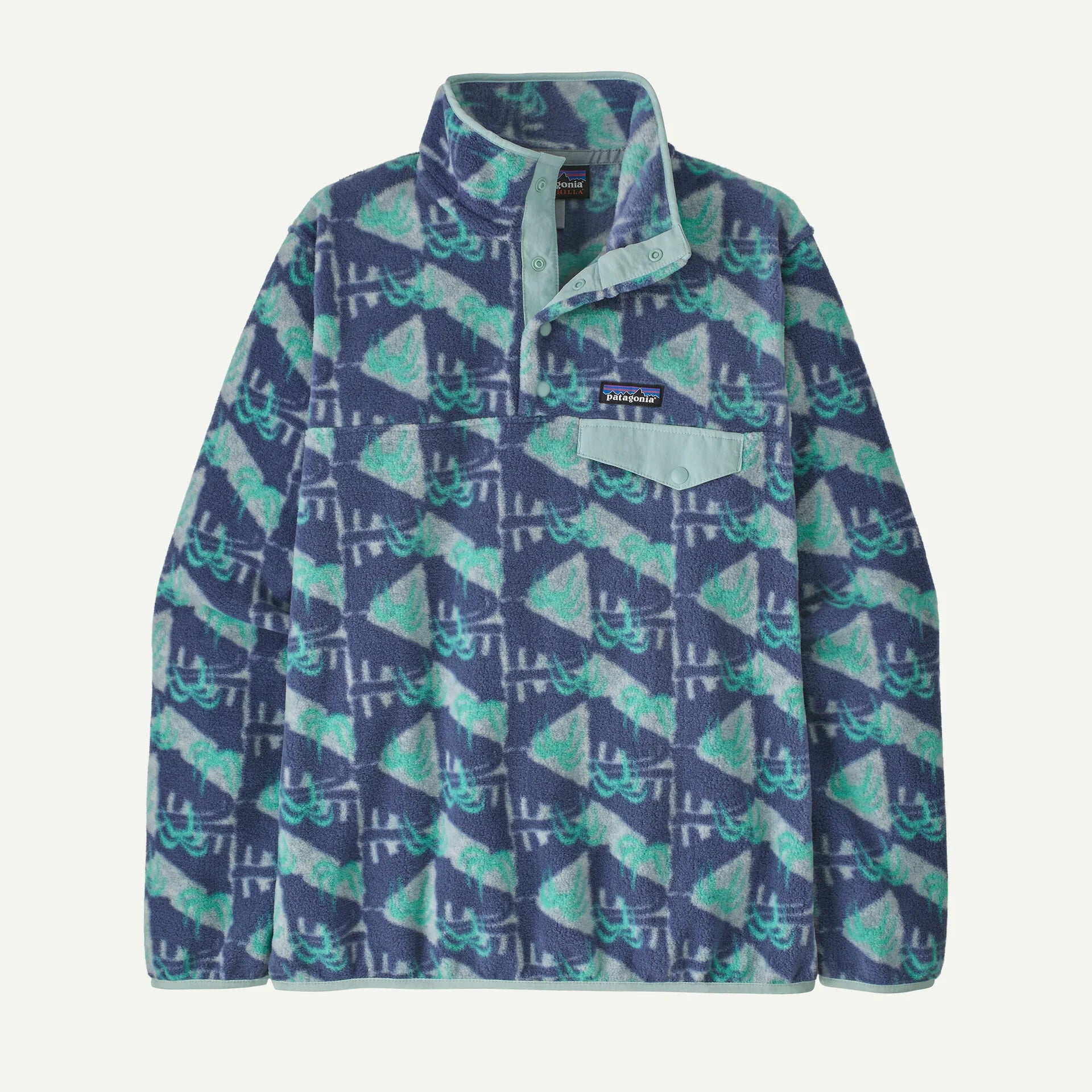 Patagonia Women's Lightweight Synchilla Snap-T Fleece Pullover - Jaguar Geo: Blue Sage