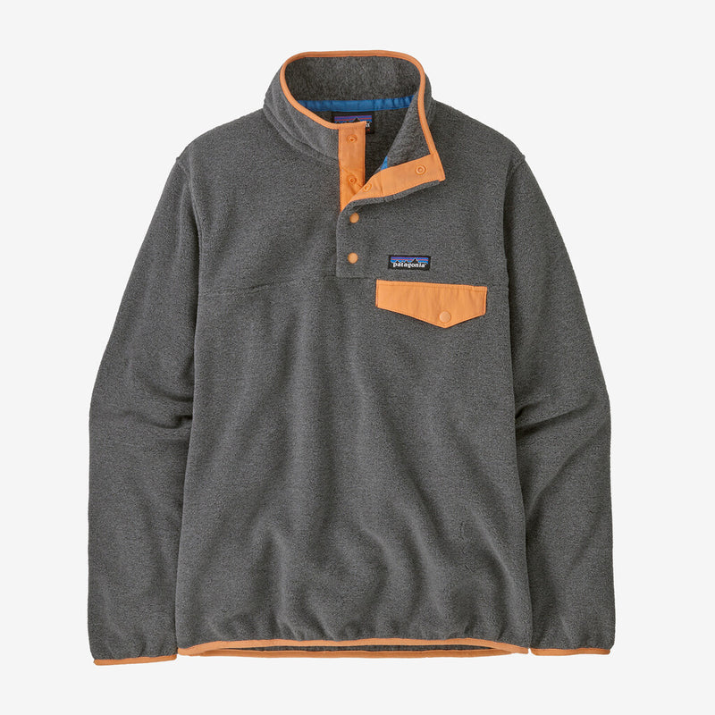 Patagonia Women's Lightweight Synchilla Snap-T Pullover Fleece - Nickel with Vivid Apricot