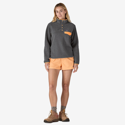 Patagonia Women's Lightweight Synchilla Snap-T Pullover Fleece - Nickel with Vivid Apricot