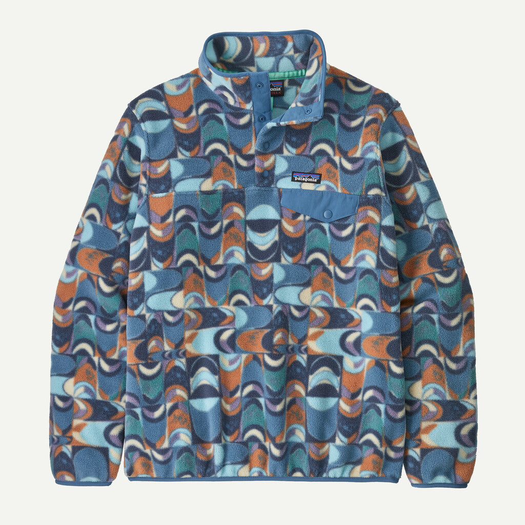 Patagonia Women's Lightweight Synchilla Snap-T Pullover Fleece - Swallowtail Geo, Still Blue