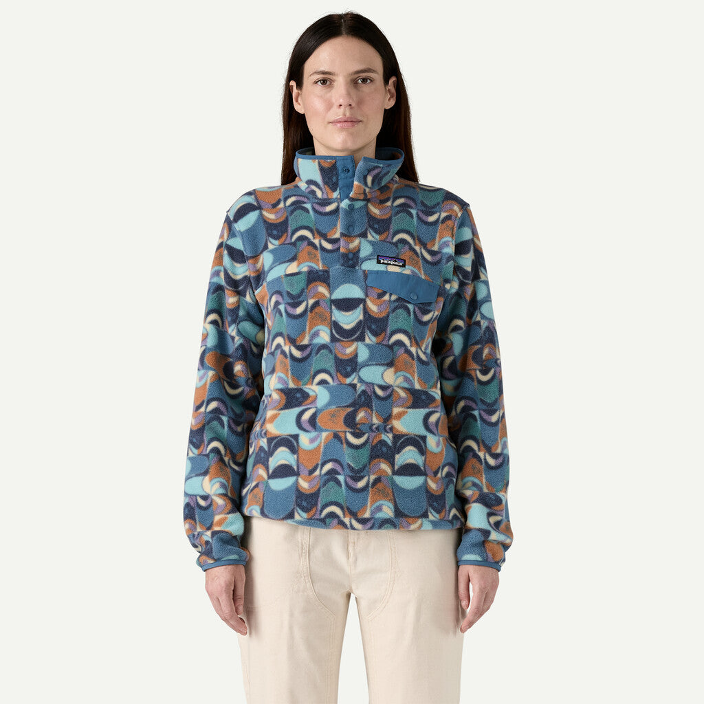 Patagonia Women's Lightweight Synchilla Snap-T Pullover Fleece - Swallowtail Geo, Still Blue