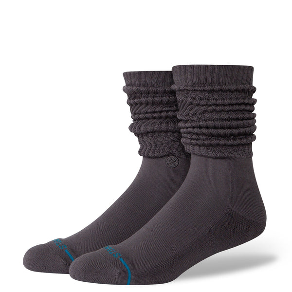 Icon Slouch Crew Socks - Charcoal