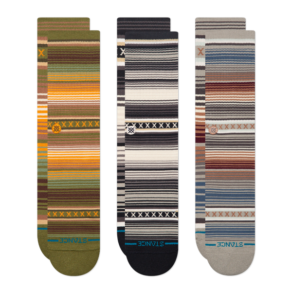 Stance Curren 3 Pack Crew Socks - Green