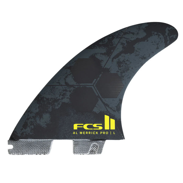 FCS II Al Merrick PG Pro Tri Surfboard Fin Set - M - Black/Acid