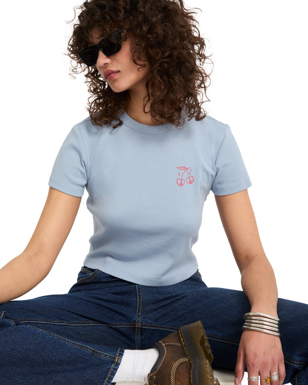 Volcom Women's As If Baby Tee - Cali Blue