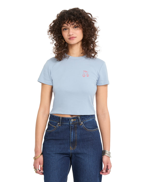 Volcom Women's As If Baby Tee - Cali Blue