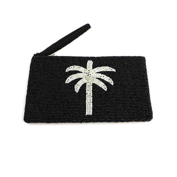 Pineapple Island Large Palm Tree Beaded Pouch