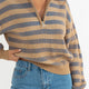 Rhythm Estelle Womens Quarter Zip Striped Knit - Cobalt