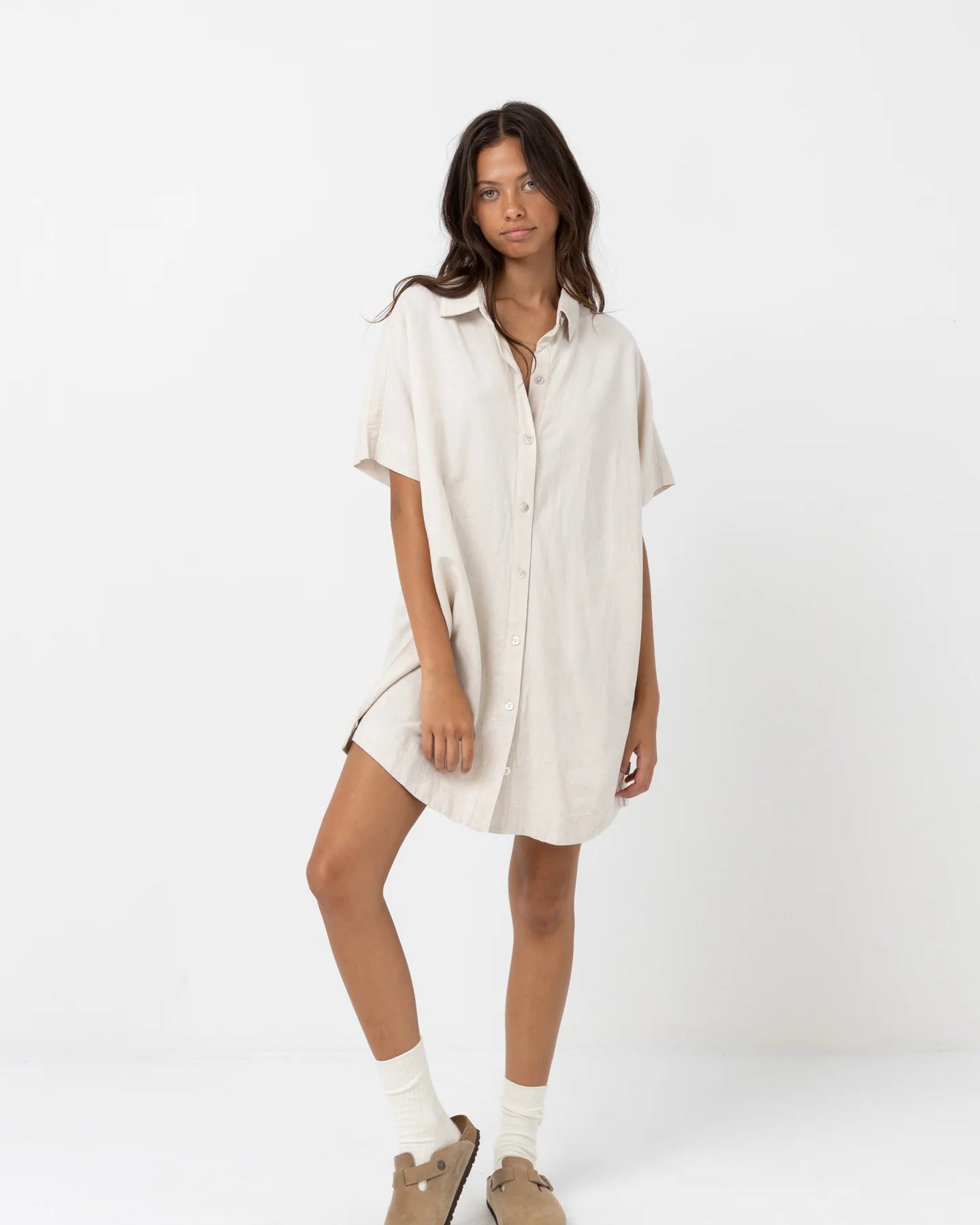 Rhythm Classic Shirt Dress - Oat