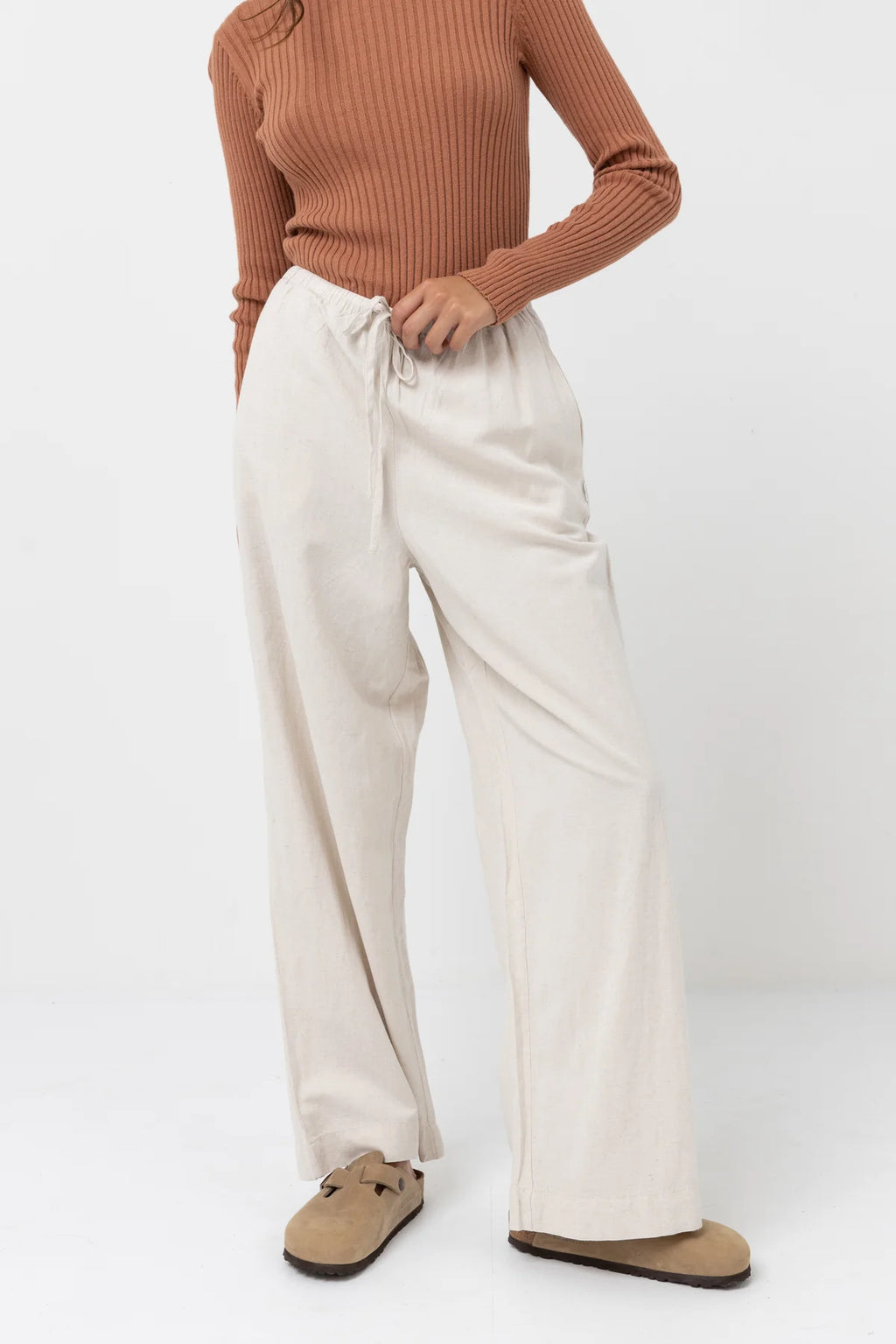 Rhythm Classic Drawstring Pant Trousers - Oat