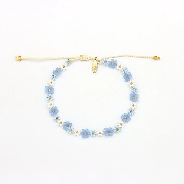 Pineapple Island Mohala Beaded Flower Bracelet - Blue