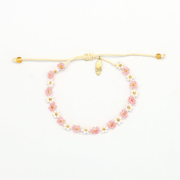 Pineapple Island Kelopak Daisy Chain Beaded Bracelet - Pink