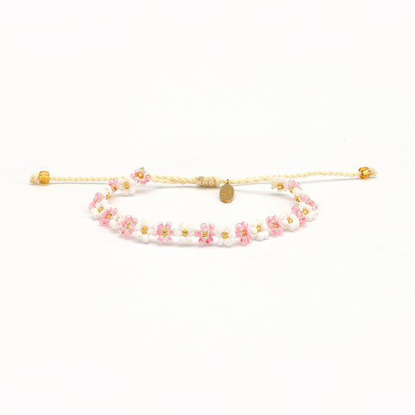 Pineapple Island Kelopak Daisy Chain Beaded Bracelet - Pink