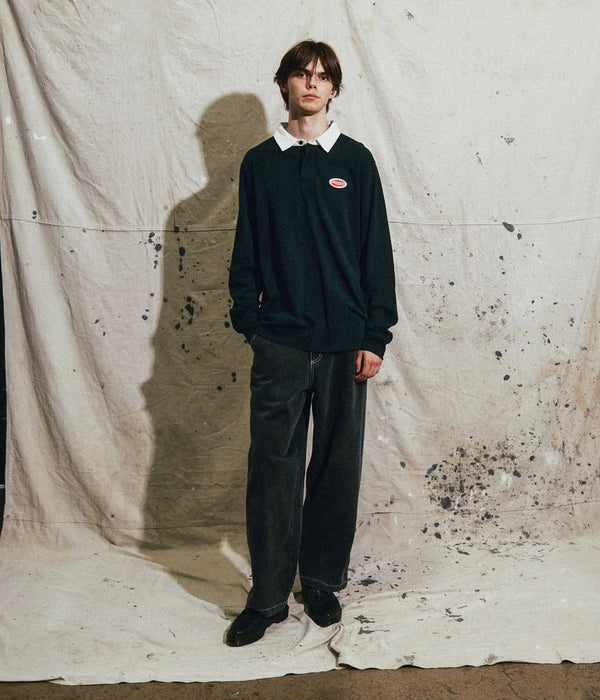 FORMER REYNOLDS FLATLINE RUGBY POLO LONG SLEEVE - BLACK