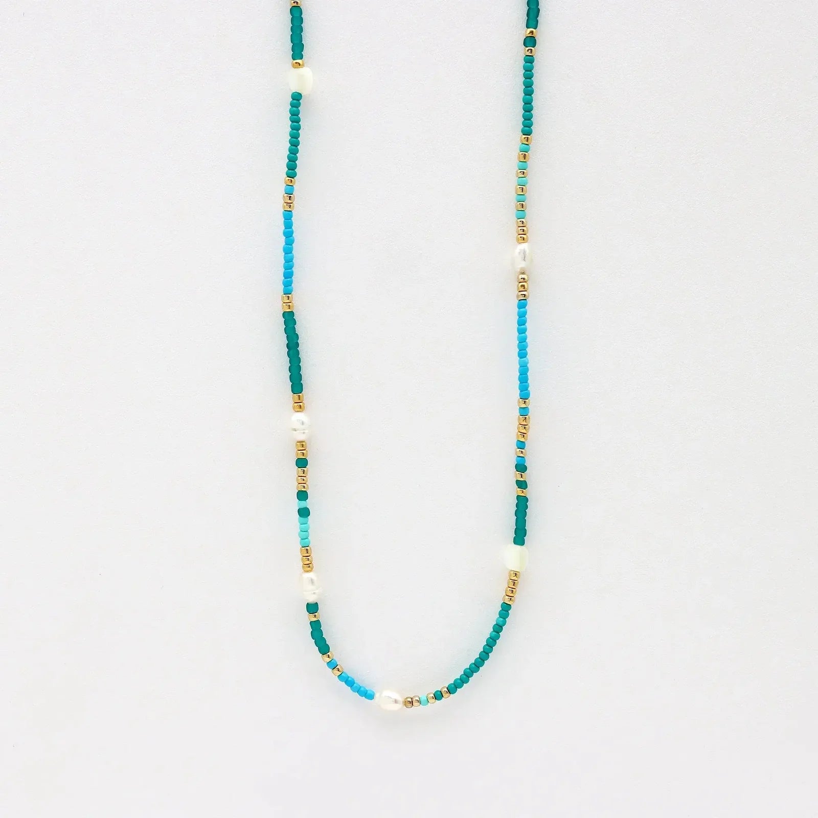 Pineapple Island Giada Cinta Pearl Beaded Surf Necklace - Turquoise
