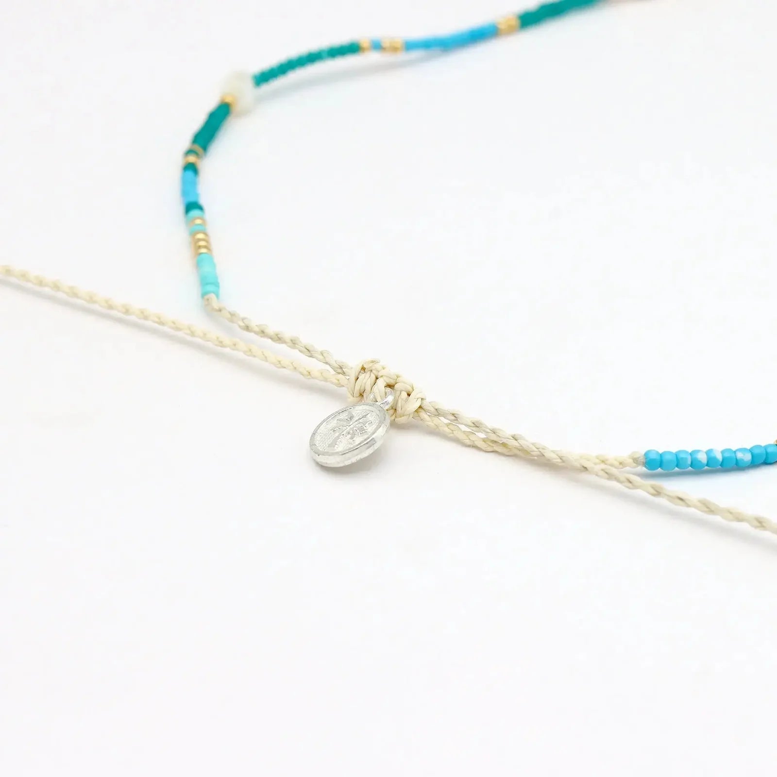 Pineapple Island Giada Cinta Pearl Beaded Surf Necklace - Turquoise