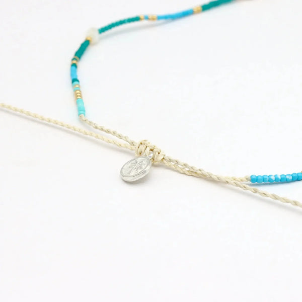 Pineapple Island Giada Cinta Pearl Beaded Surf Necklace - Turquoise
