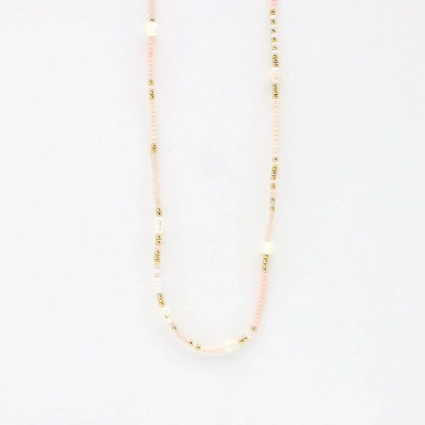 Pineapple Island Giada Cinta Pearl Beaded Surf Necklace - Pink