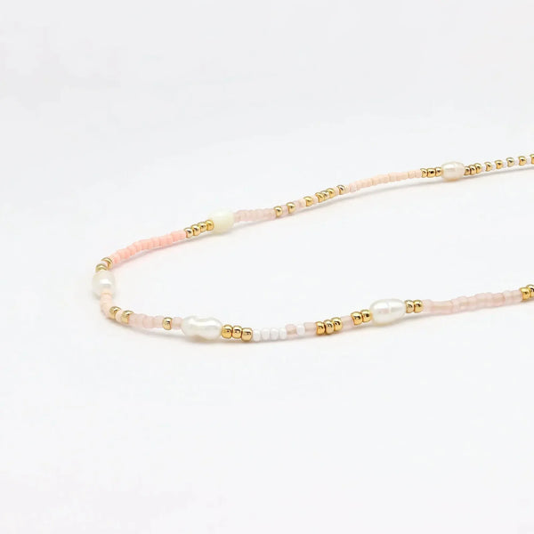 Pineapple Island Giada Cinta Pearl Beaded Surf Necklace - Pink