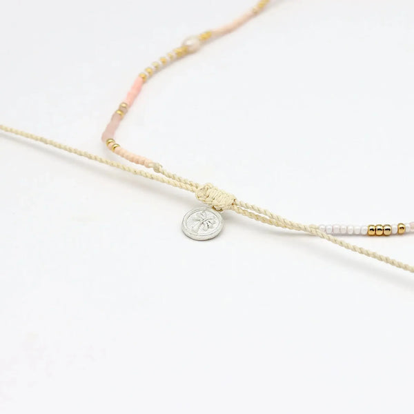 Pineapple Island Giada Cinta Pearl Beaded Surf Necklace - Pink